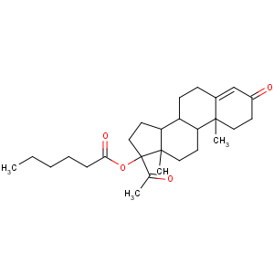 CAS No:630-56-8 [(8R,9S,10R,13S,14S,17R)-17-acetyl-10,13-dimethyl-3-oxo-2,6,7,8,9,11,12,<br />14,15,16-decahydro-1H-cyclopenta[a]phenanthren-17-yl] hexanoate