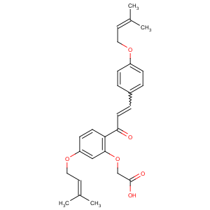 CAS No:64506-49-6 2-[5-(3-methylbut-2-enoxy)-2-[(E)-3-[4-(3-methylbut-2-enoxy)phenyl]prop-<br />2-enoyl]phenoxy]acetic acid