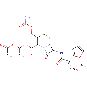 CAS No:64544-07-6 1-acetyloxyethyl<br />(6R,<br />7R)-3-(carbamoyloxymethyl)-7-[[(2Z)-2-(furan-2-yl)-2-methoxyiminoacetyl]<br />amino]-8-oxo-5-thia-1-azabicyclo[4.2.0]oct-2-ene-2-carboxylate