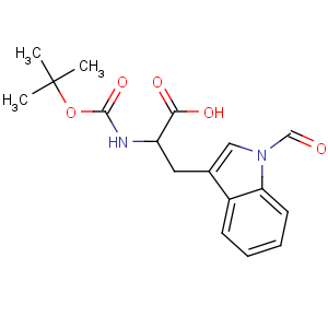 CAS No:64905-10-8 (2R)-3-(1-formylindol-3-yl)-2-[(2-methylpropan-2-yl)oxycarbonylamino]<br />propanoic acid