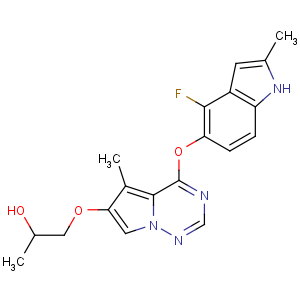 CAS No:649735-46-6 (2R)-1-[4-[(4-fluoro-2-methyl-1H-indol-5-yl)oxy]-5-methylpyrrolo[2,<br />1-f][1,2,4]triazin-6-yl]oxypropan-2-ol