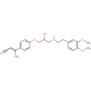 CAS No:65655-59-6 (E)-3-[4-[3-[2-(3,<br />4-dimethoxyphenyl)ethylamino]-2-hydroxypropoxy]phenyl]but-2-enenitrile