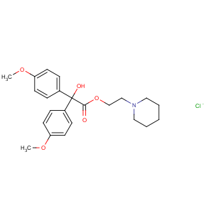 CAS No:6636-67-5 Benzilic acid,4,4'-dimethoxy-, 2-piperidinoethyl ester, hydrochloride (8CI)