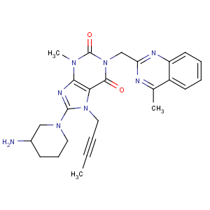 CAS No:668270-12-0 8-[(3R)-3-aminopiperidin-1-yl]-7-but-2-ynyl-3-methyl-1-[(4-<br />methylquinazolin-2-yl)methyl]purine-2,6-dione