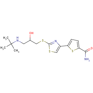 CAS No:68377-92-4 5-[2-[3-(tert-butylamino)-2-hydroxypropyl]sulfanyl-1,<br />3-thiazol-4-yl]thiophene-2-carboxamide