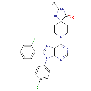 CAS No:686344-29-6 1-[8-(2-chlorophenyl)-9-(4-chlorophenyl)purin-6-yl]-4-(ethylamino)<br />piperidine-4-carboxamide