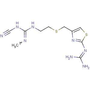 CAS No:69014-14-8 1-cyano-3-[2-[[2-(diaminomethylideneamino)-1,<br />3-thiazol-4-yl]methylsulfanyl]ethyl]-2-methylguanidine