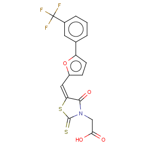 CAS No:691881-67-1 [(5E)-4-oxo-2-thioxo-5-({5-[3-(trifluoromethyl)phenyl]furan-2-yl}methylidene)-1,3-thiazolidin-3-yl]acetic acid