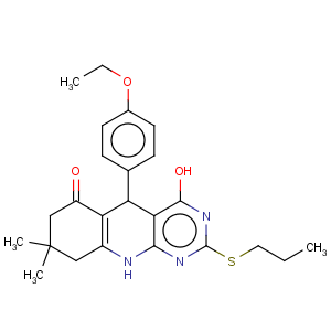 CAS No:7062-49-9 5-(4-ethoxyphenyl)-8,8-dimethyl-2-(propylsulfanyl)-5,8,9,10-tetrahydropyrimido[4,5-b]quinoline-4,6(1H,7H)-dione