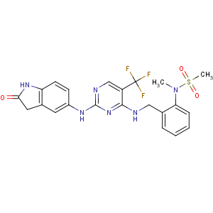 CAS No:717906-29-1 N-methyl-N-[2-[[[2-[(2-oxo-1,<br />3-dihydroindol-5-yl)amino]-5-(trifluoromethyl)pyrimidin-4-yl]amino]<br />methyl]phenyl]methanesulfonamide