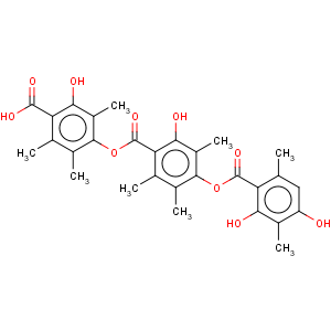 CAS No:71950-66-8 Benzoic acid,4-[(2,4-dihydroxy-3,6-dimethylbenzoyl)oxy]-2-hydroxy-3,5,6-trimethyl-,4-carboxy-3-hydroxy-2,5,6-trimethylphenyl ester