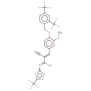 CAS No:725247-18-7 (2E)-3-(4-{[2,4-bis(trifluoromethyl)benzyl]oxy}-3-methoxyphenyl)-2-cyano-N-[5-(trifluoromethyl)-1,3,4-thiadiazol-2-yl]prop-2-enamide