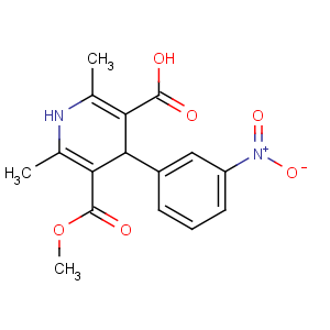 CAS No:74936-72-4 5-methoxycarbonyl-2,6-dimethyl-4-(3-nitrophenyl)-1,<br />4-dihydropyridine-3-carboxylic acid