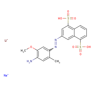 CAS No:75198-80-0 1,5-Naphthalenedisulfonicacid, 3-[2-(4-amino-5-methoxy-2-methylphenyl)diazenyl]-, lithium sodium salt(1:?:?)