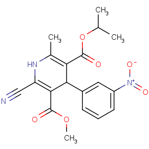 CAS No:75530-68-6 3-O-methyl 5-O-propan-2-yl<br />2-cyano-6-methyl-4-(3-nitrophenyl)-1,4-dihydropyridine-3,5-dicarboxylate