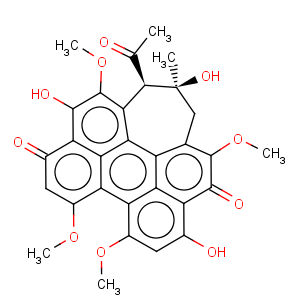 CAS No:77029-83-5 1H-Cyclohepta[ghi]perylene-5,12-dione,1-acetyl-2,3-dihydro-2,6,11-trihydroxy-4,8,9,13-tetramethoxy-2-methyl-,stereoisomer