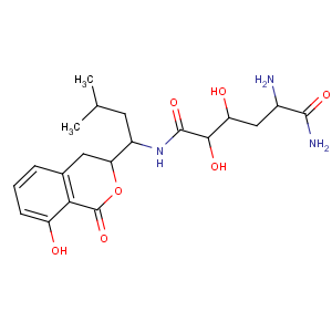 CAS No:78654-44-1 4-Amino-2,3-dihydroxy-N-[1-(3,4-dihydro-8-hydroxy-1-oxo-1H-2-benzopyran-3-yl)-3-methylbutyl]hexanediamide