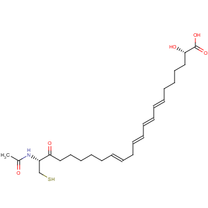 CAS No:80115-95-3 7,9,11,14-Eicosatetraenoicacid, 6-[[(2R)-2-(acetylamino)-2-carboxyethyl]thio]-5-hydroxy-,(5S,6R,7E,9E,11Z,14Z)- (9CI)