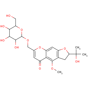 CAS No:80681-45-4 (2S)-2-(2-hydroxypropan-2-yl)-4-methoxy-7-[[(2R,3R,4S,5S,6R)-3,4,<br />5-trihydroxy-6-(hydroxymethyl)oxan-2-yl]oxymethyl]-2,3-dihydrofuro[3,<br />2-g]chromen-5-one