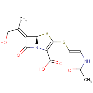 CAS No:81018-71-5 (5r)-3-[[(e)-2-(acetylamino)ethenyl]thio]-6-[(e)-2-hydroxy-1-methylethylidene]-7-oxo-1-azabicyclo[3.2.0]hept-2-ene-2-carboxylic acid