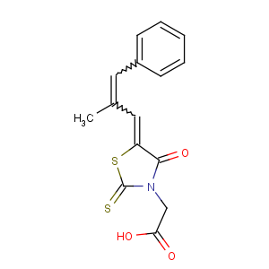 CAS No:82159-09-9 2-[(5Z)-5-[(E)-2-methyl-3-phenylprop-2-enylidene]-4-oxo-2-sulfanylidene-<br />1,3-thiazolidin-3-yl]acetic acid