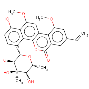 CAS No:82196-88-1 6H-Benzo[d]naphtho[1,2-b]pyran-6-one,4-(6-deoxy-3-C-methyl-b-gulopyranosyl)-8-ethenyl-1-hydroxy-10,12-dimethoxy-(9CI)