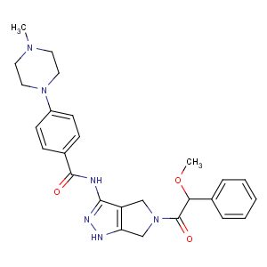 CAS No:827318-97-8 N-[5-[(2R)-2-methoxy-2-phenylacetyl]-4,6-dihydro-1H-pyrrolo[3,<br />4-c]pyrazol-3-yl]-4-(4-methylpiperazin-1-yl)benzamide