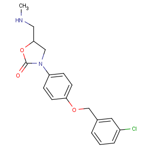 CAS No:84145-89-1 (5R)-3-[4-[(3-chlorophenyl)methoxy]phenyl]-5-(methylaminomethyl)-1,<br />3-oxazolidin-2-one