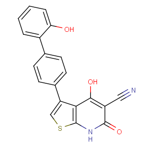 CAS No:844499-71-4 4-hydroxy-3-[4-(2-hydroxyphenyl)phenyl]-6-oxo-7H-thieno[2,<br />3-b]pyridine-5-carbonitrile
