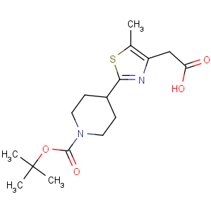 CAS No:845885-88-3 2-[5-methyl-2-[1-[(2-methylpropan-2-yl)oxycarbonyl]piperidin-4-yl]-1,<br />3-thiazol-4-yl]acetic acid