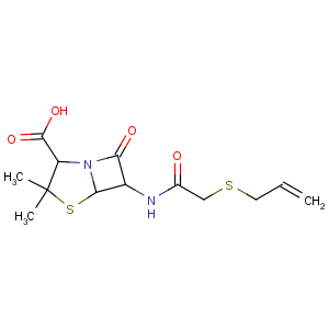 CAS No:87-09-2 (2S,5R,6R)-3,<br />3-dimethyl-7-oxo-6-[(2-prop-2-enylsulfanylacetyl)amino]-4-thia-1-<br />azabicyclo[3.2.0]heptane-2-carboxylic acid