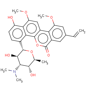 CAS No:88580-27-2 6H-Benzo[d]naphtho[1,2-b]pyran-6-one,4-[3,6-dideoxy-3-(dimethylamino)-b-D-galactopyranosyl]-8-ethenyl-1-hydroxy-10,12-dimethoxy-