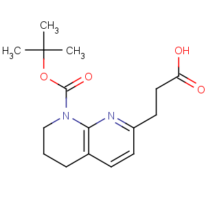 CAS No:886362-45-4 3-[8-[(2-methylpropan-2-yl)oxycarbonyl]-6,7-dihydro-5H-1,<br />8-naphthyridin-2-yl]propanoic acid