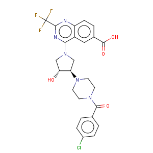 CAS No:897445-12-4 4-[ (3r,4r)-3-[4-(4-chloro-benzoyl)-piperazin-1-yl]-4-hydroxy-pyrrolidin-1-yl]-2-trifluoromethyl-quinazoline-6-carboxylic acid