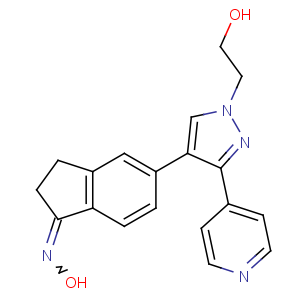 CAS No:905281-76-7 2-[4-[(1E)-1-hydroxyimino-2,<br />3-dihydroinden-5-yl]-3-pyridin-4-ylpyrazol-1-yl]ethanol