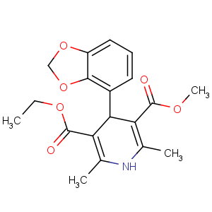 CAS No:90729-41-2 5-O-ethyl 3-O-methyl<br />4-(1,3-benzodioxol-4-yl)-2,6-dimethyl-1,4-dihydropyridine-3,<br />5-dicarboxylate
