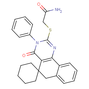 CAS No:912452-31-4 2-(4-oxo-3-phenylspiro[6H-benzo[h]quinazoline-5,<br />1'-cyclohexane]-2-yl)sulfanylacetamide