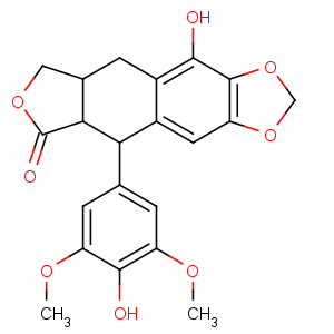 CAS No:92129-33-4 (5aR,8aR,9R)-4-hydroxy-9-(4-hydroxy-3,5-dimethoxyphenyl)-5a,6,8a,<br />9-tetrahydro-5H-[2]benzofuro[5,6-f][1,3]benzodioxol-8-one