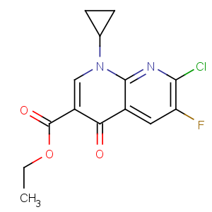 CAS No:96568-07-9 ethyl<br />7-chloro-1-cyclopropyl-6-fluoro-4-oxo-1,8-naphthyridine-3-carboxylate